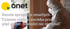 Dorota sprząta po zmarłych osobach.
